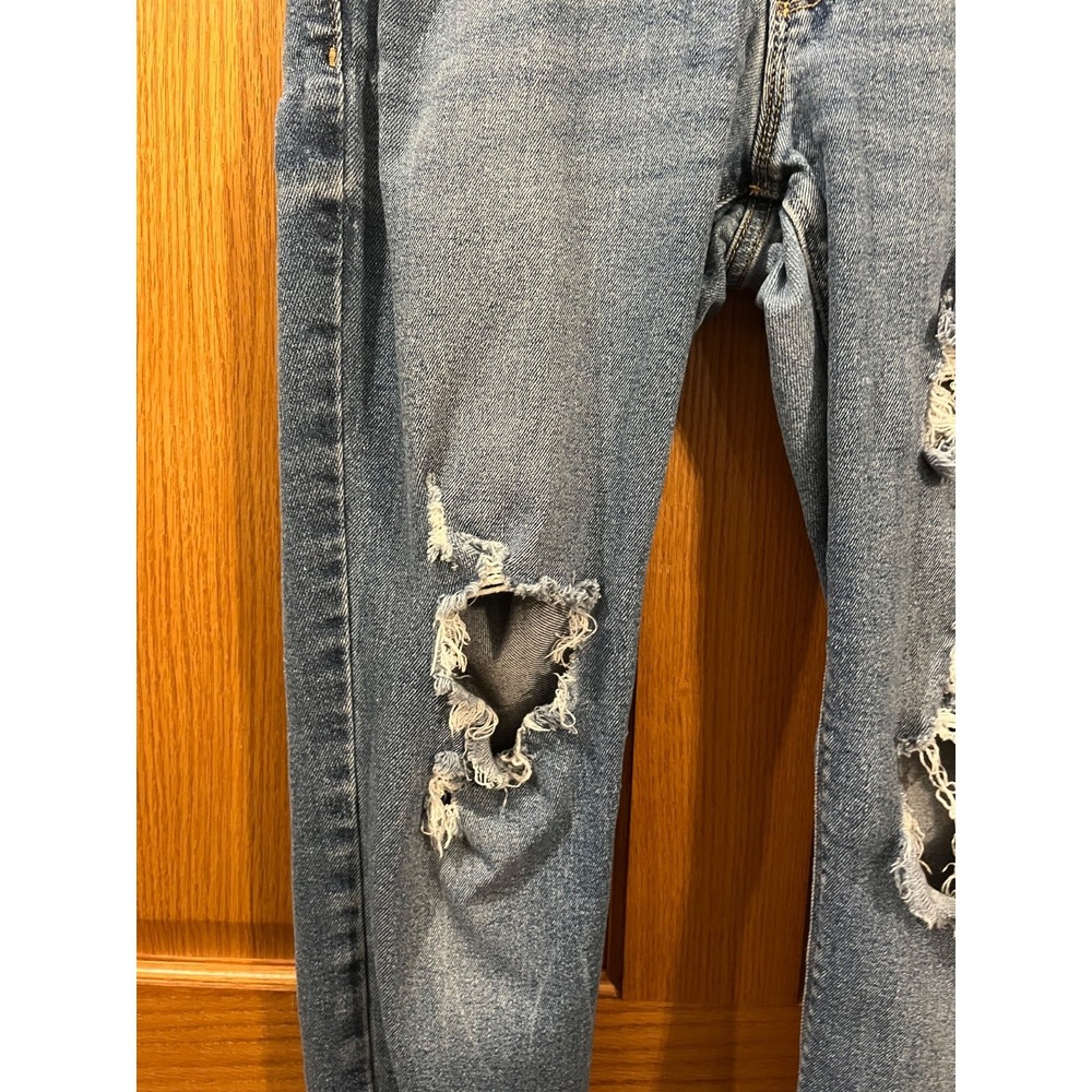 Old Navy Women's 6 Super Skinny Distressed Blue Denim Jeans Stretch MidRise - Picture 3 of 6